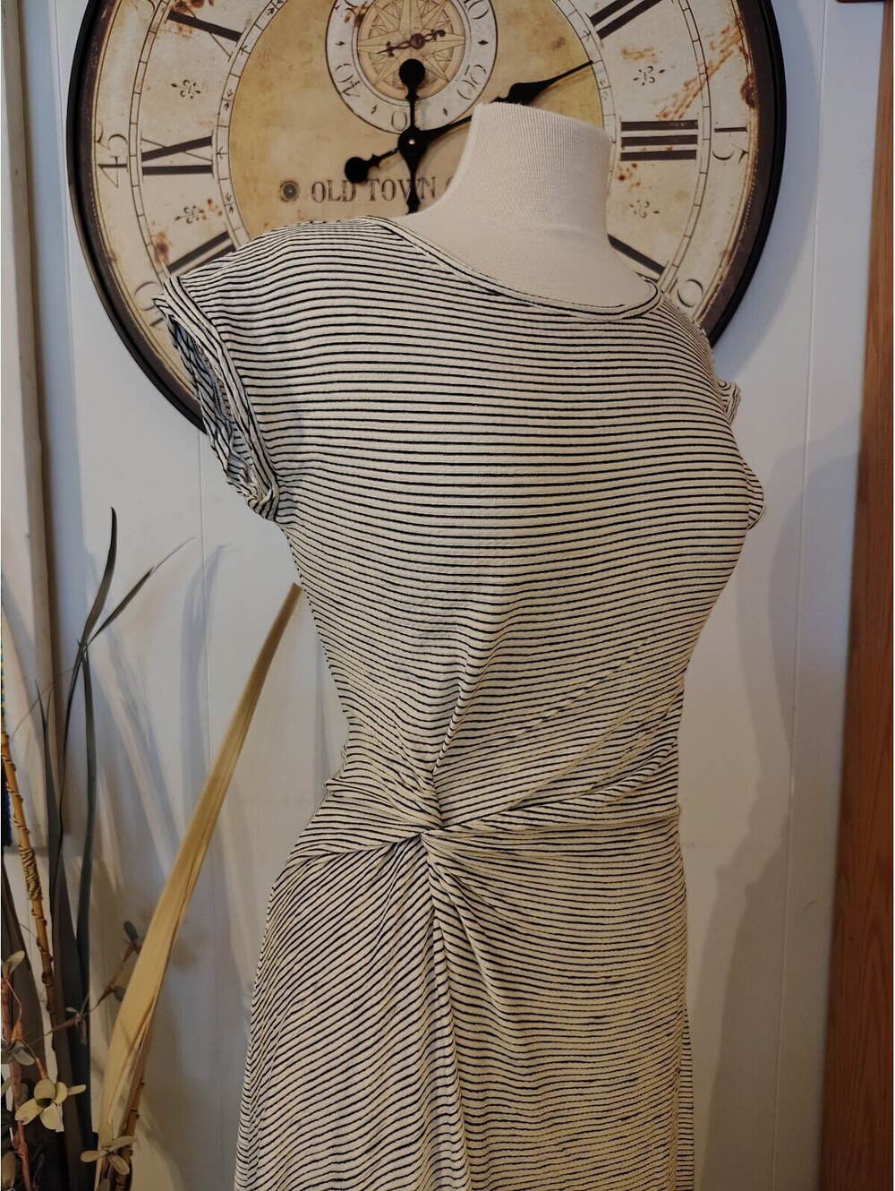 Max Studio Women's Black & White Striped Knit Dress Medium
